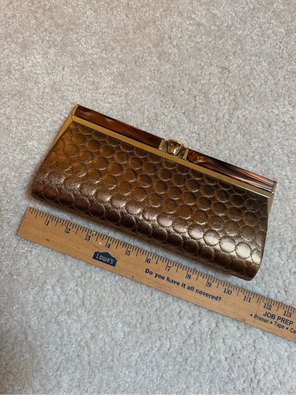 Kate Landry Metallic Bronze Women's Clutch Purse - Gold/Diamond Accents